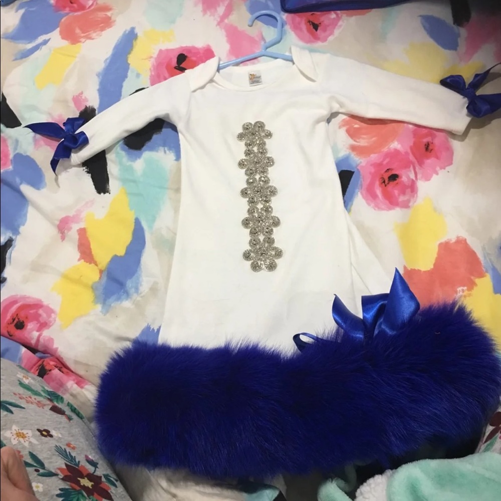 Fox trim baby Gown